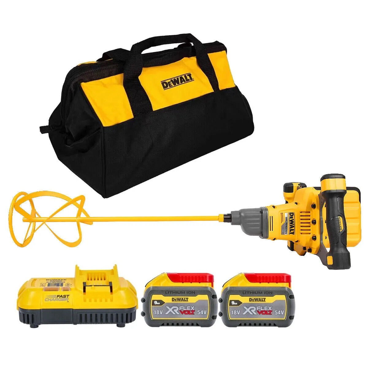 DEWALT DCD240X2-QW Mezclador sin escobillas con 2 Baterías XR Flexvolt 54V 9.0Ah