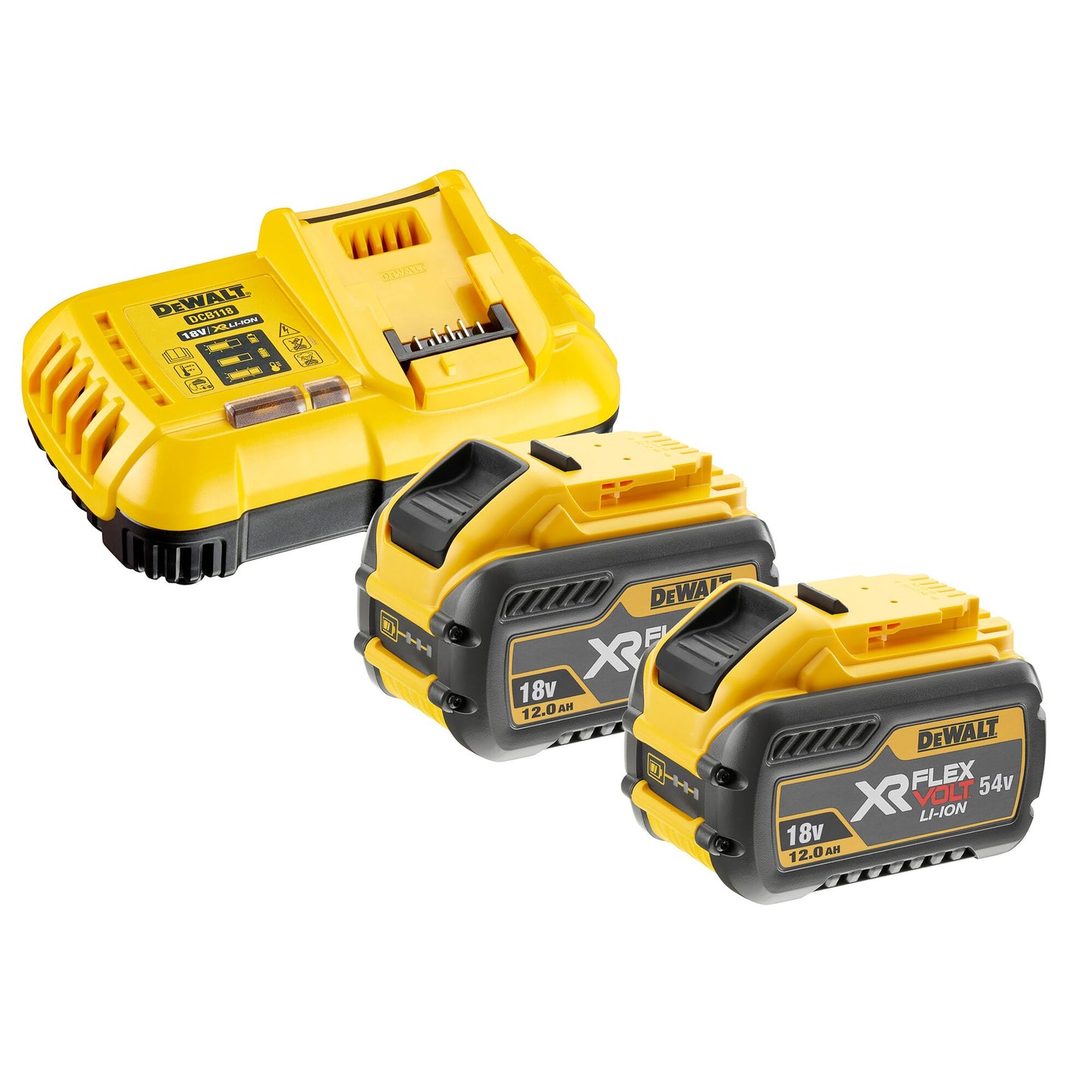 DEWALT DCB118Y2-QW KIT Cargador de baterías 8A + 2 baterías 18/54 Flexvolt 12.0Ah