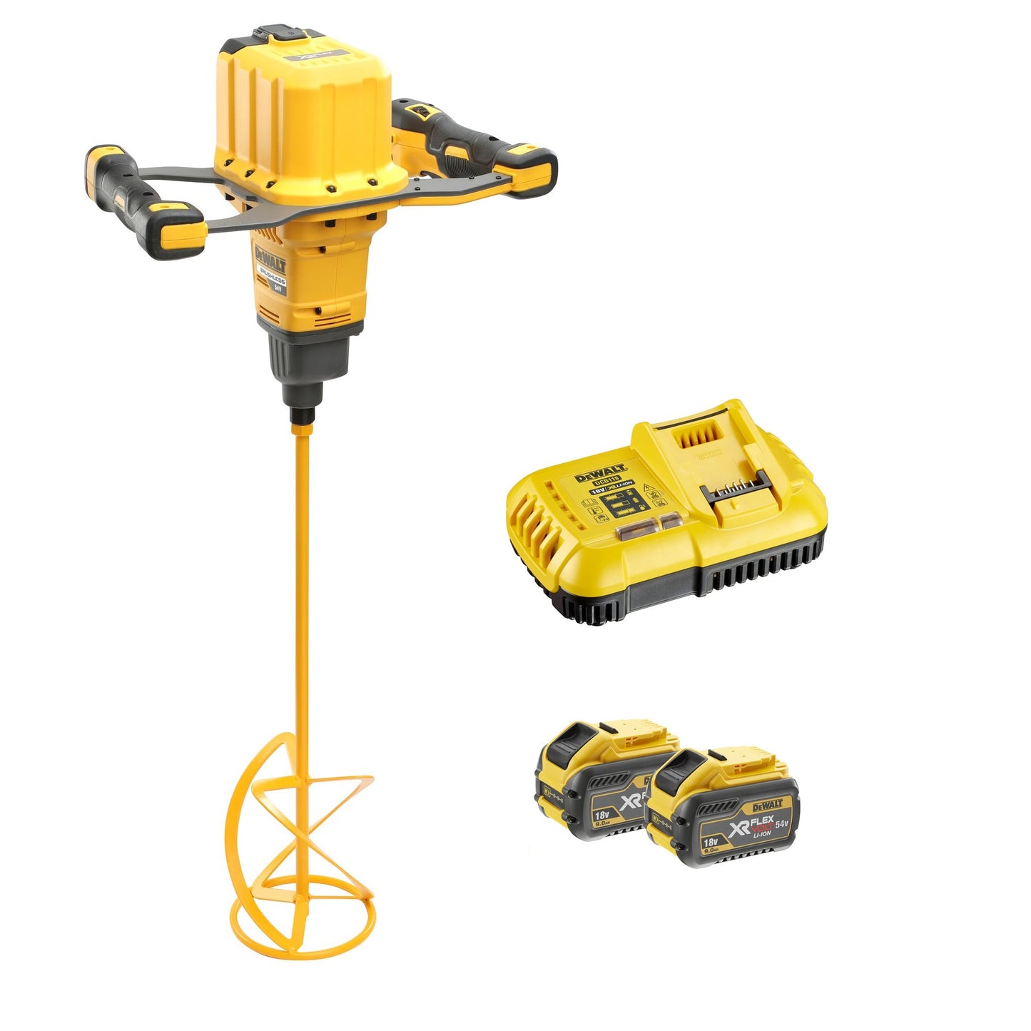 DEWALT DCD240X2-QW Mezclador sin escobillas con 2 Baterías XR Flexvolt 54V 9.0Ah