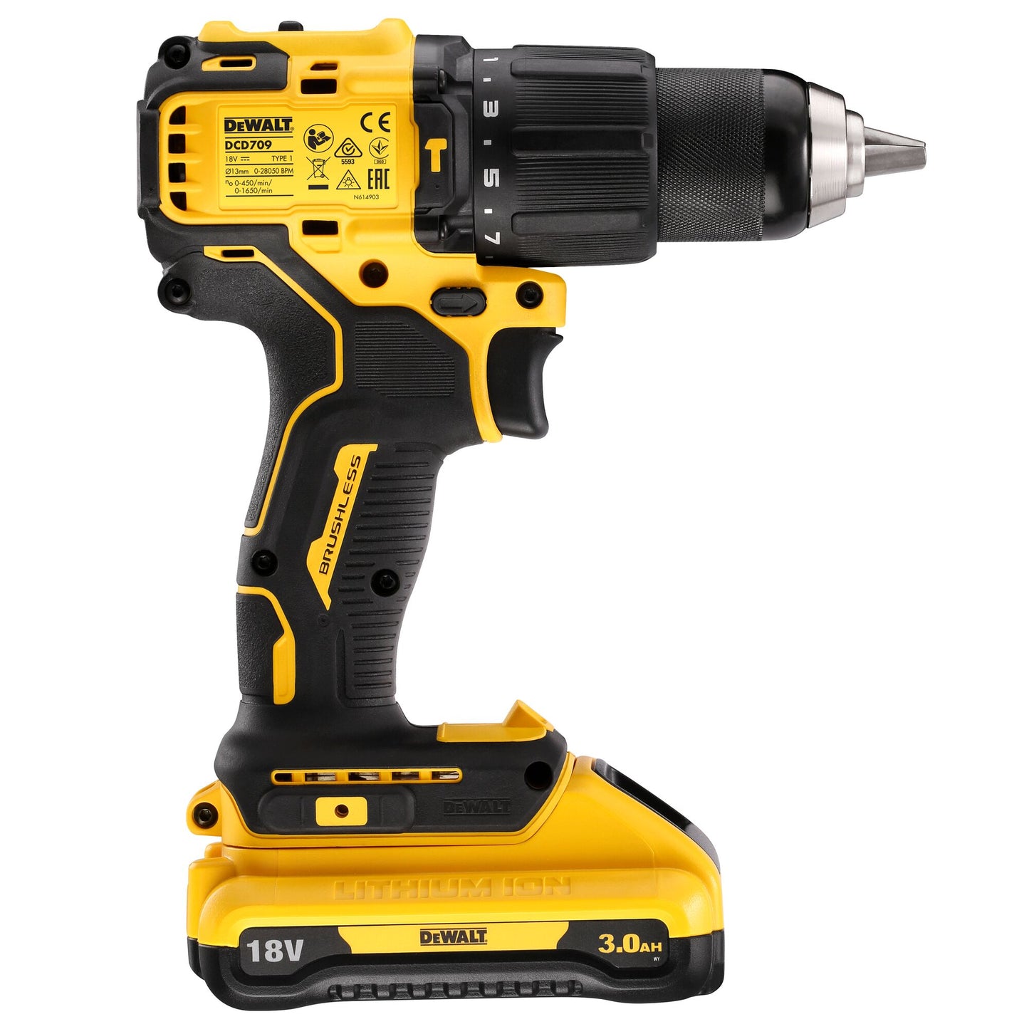 DEWALT DCD709L2T-QW Taladro Percutor sin escobillas con 2 baterías 18V 3.0Ah