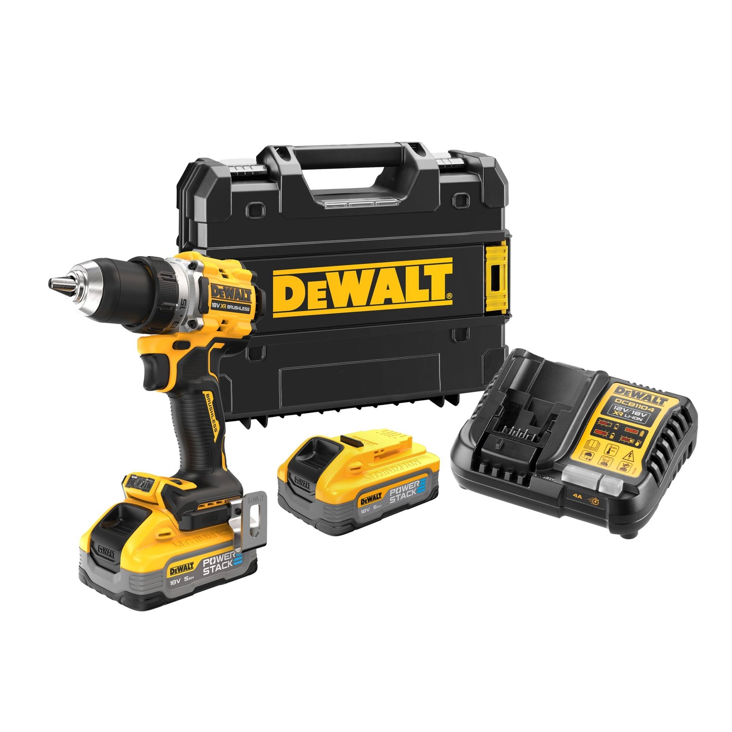 DEWALT DCD800H2T-QW Taladro Atornillador compacto 18V sin escobillas con 2 baterías POWERSTACK 5.0Ah