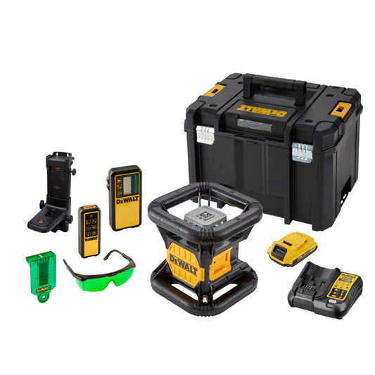 DEWALT DCE079D1G-QW Niveau laser rotatif intérieur/extérieur 1 batterie 18V 2.0Ah, faisceau vert