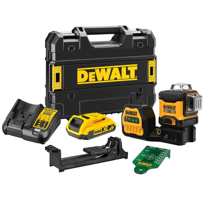 DEWALT DCE089D1G18-QW Nivel Láser autonivelante VERDE 3 líneas 360° XR 18V/12V batería 18V Li-Ion 2Ah
