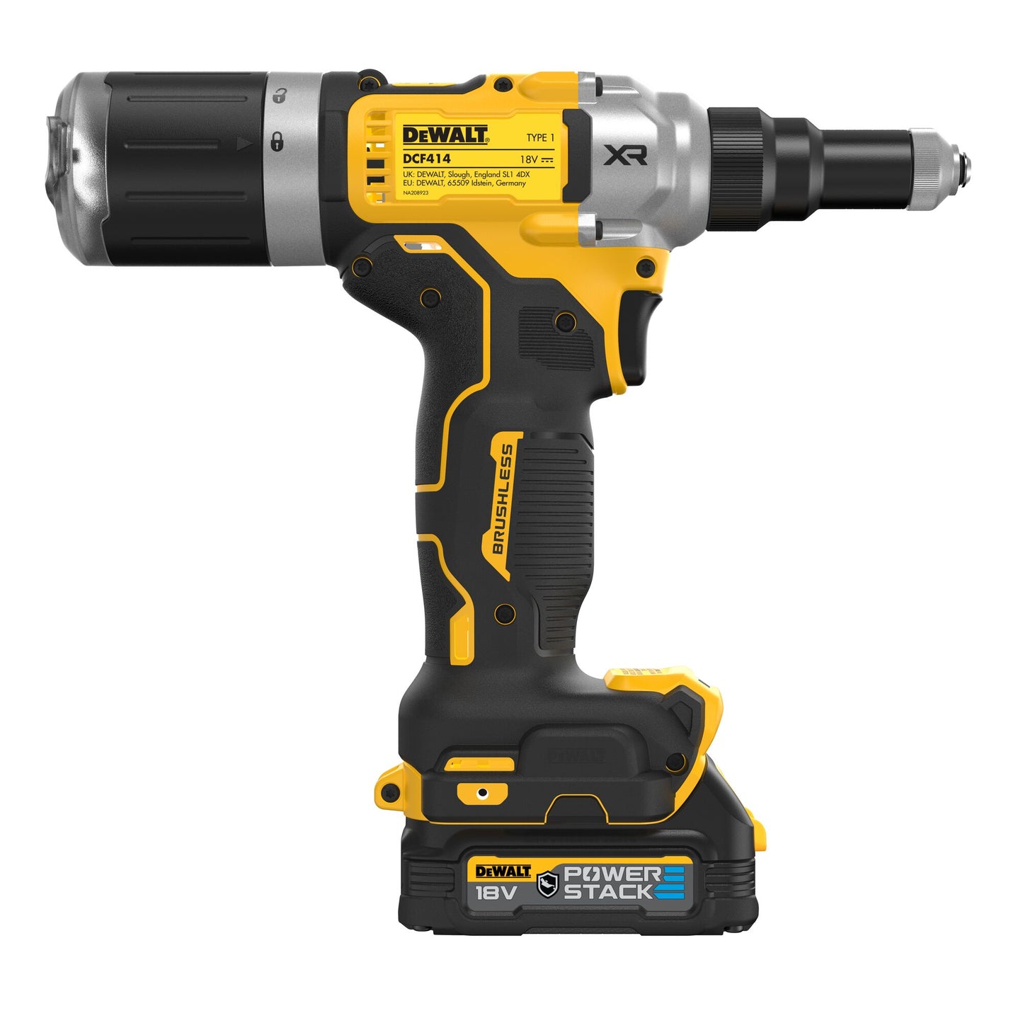 DEWALT DCF414E2GT-QW 18 Volt Akku-Nietpistole 4,8-6,4mm mit 2x18V ​​​​Powerstack G-Serie Akkus