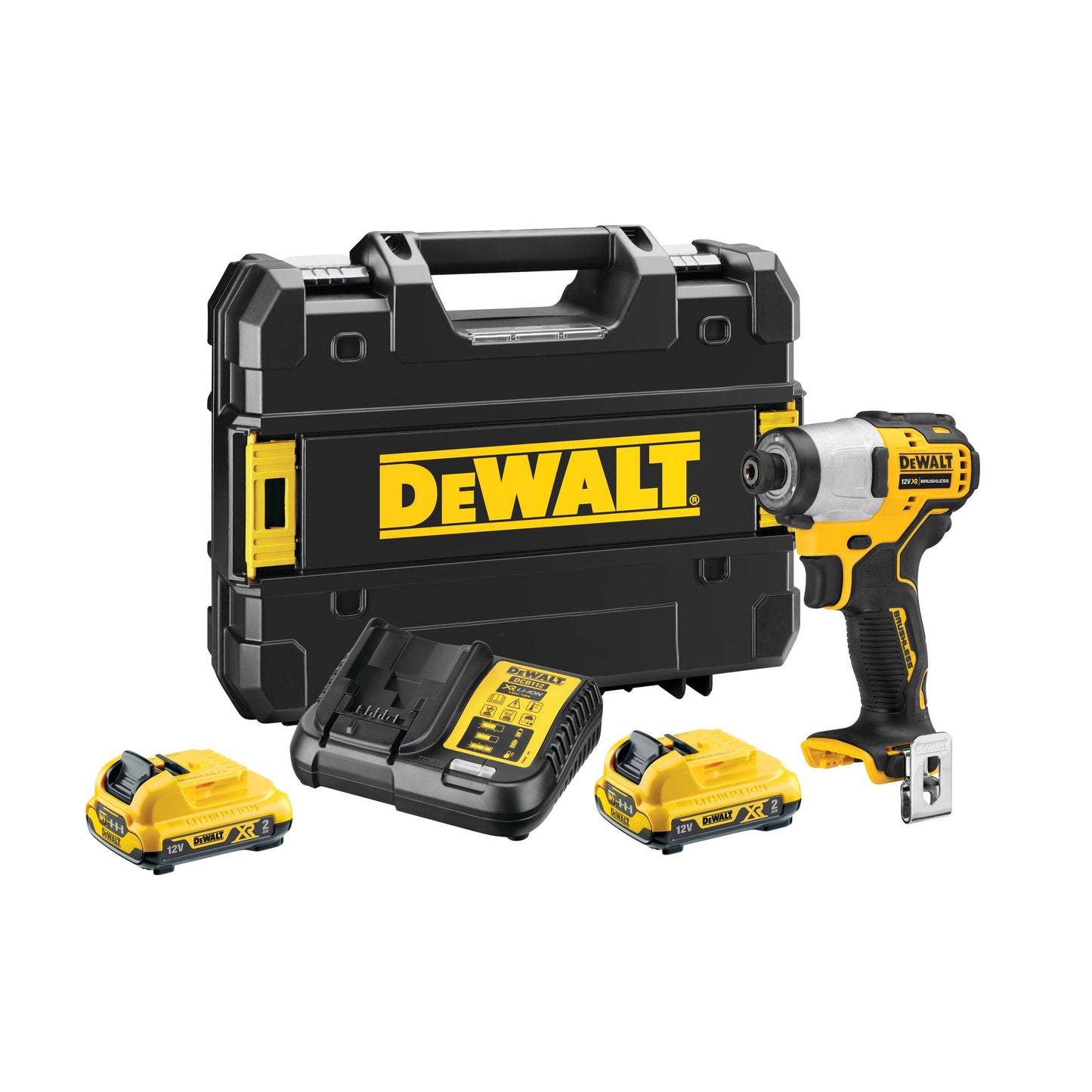 DEWALT DCF801D2-QW 12 Volt Akku-Schlagschrauber (1/4" Innensechskant), 2 Akkus 12V 2,0Ah