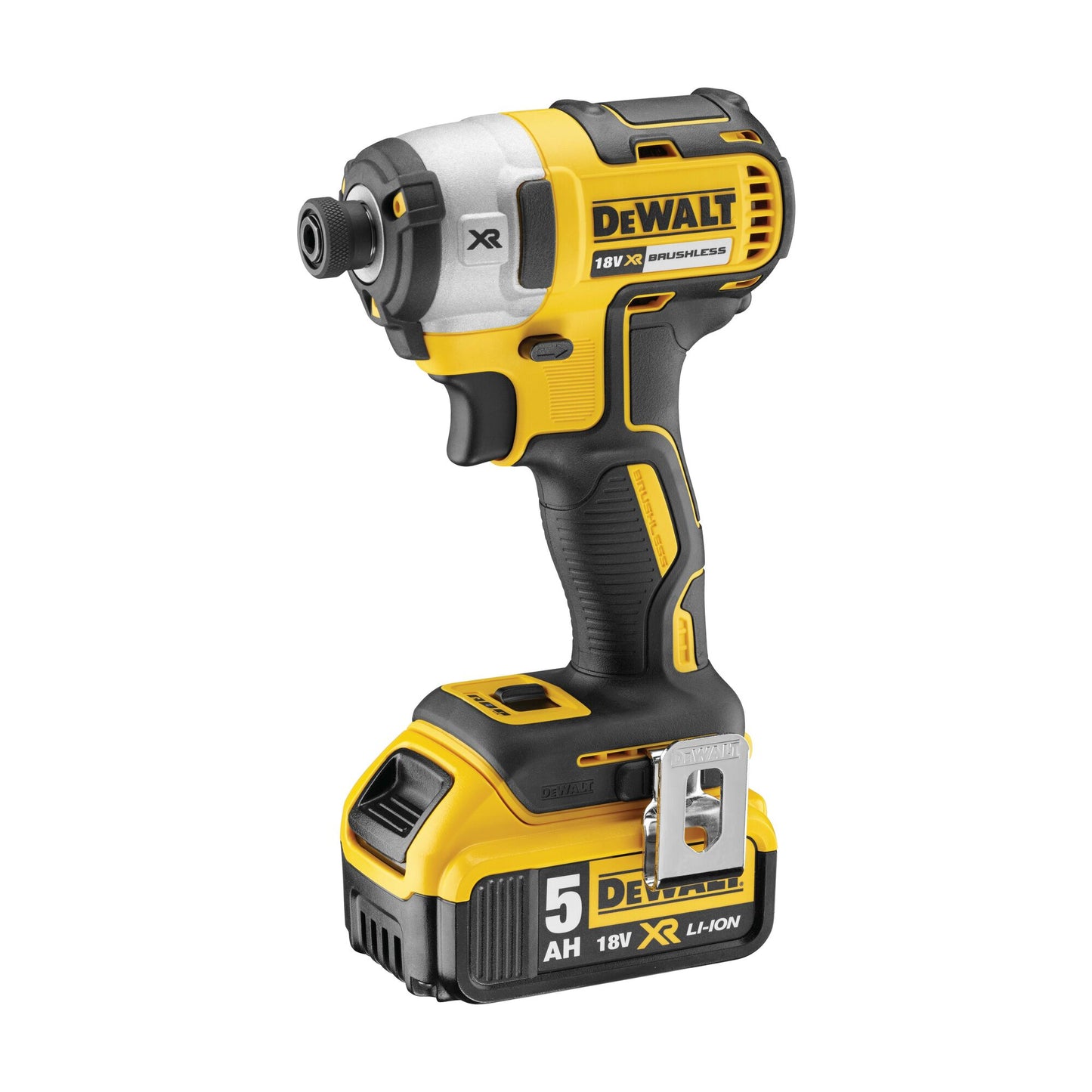 DEWALT DCF887P2-QW 18V XR Brushless Impact Driver with 2 x 5Ah Lithium Ion Batteries and Kitbox