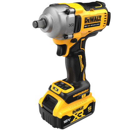 DEWALT DCF891P2T-QW 18V XR Brushless 1/2" Hog Ring Anvil Impact Wrench with 2 x 5Ah Lithium Ion Batteries and Kit Box