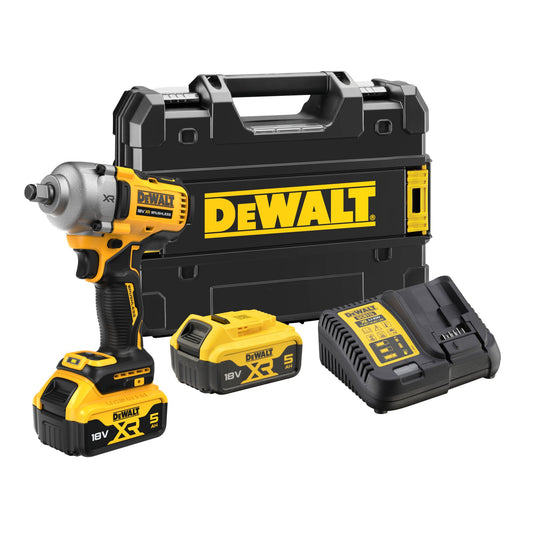 DEWALT DCF891P2T-QW Llave de impacto de alta potencia, 2 baterías 18V 5.0Ah, 1/2"