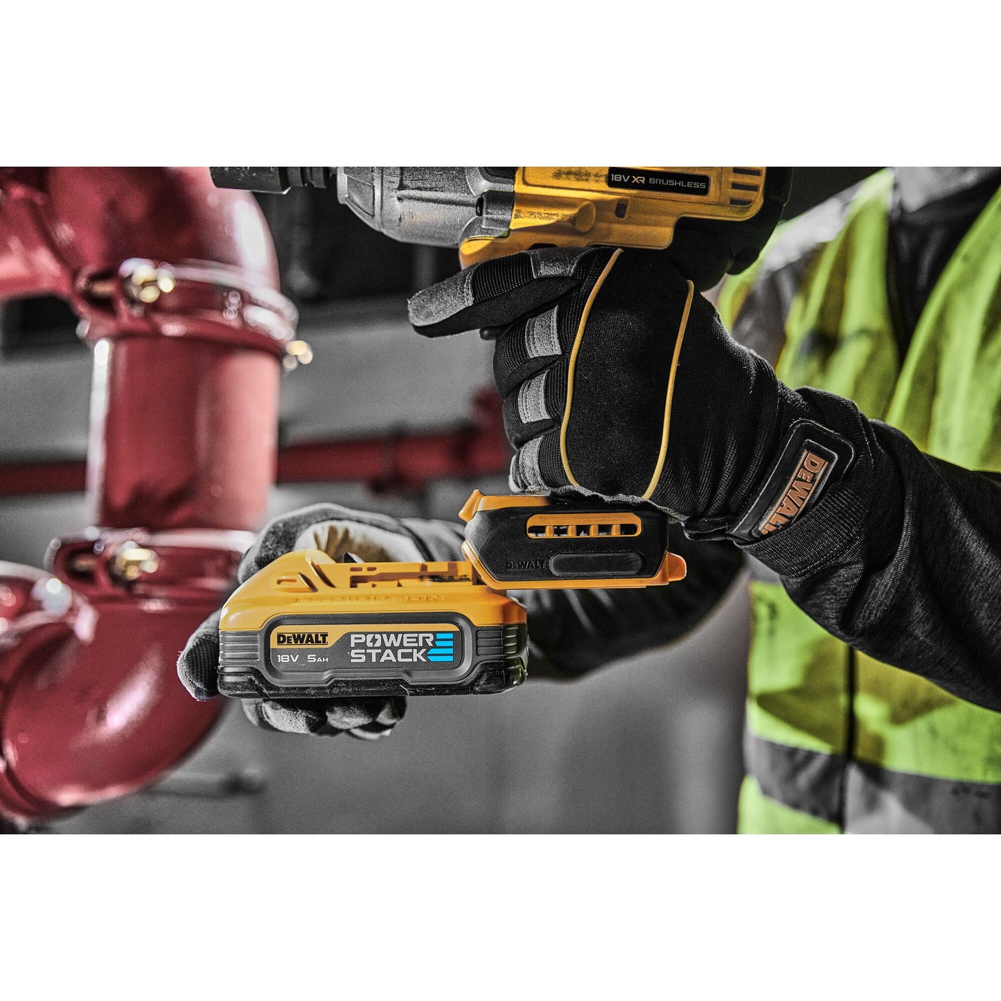 DEWALT DCF900H2T-QW 18,0 Volt Akku-Schlagschrauber 1/2" Außenvierkant (bürstenlos), 2 Powerstack-Akkus 18 V 5,0 Ah