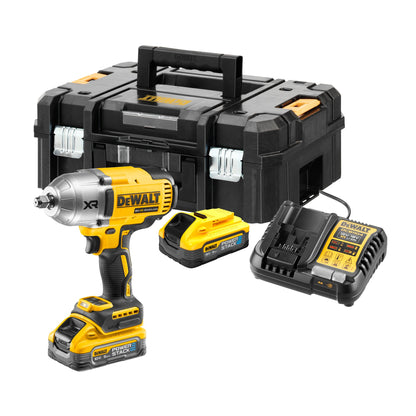 DEWALT DCF900H2T-QW 18,0 Volt Akku-Schlagschrauber 1/2" Außenvierkant (bürstenlos), 2 Powerstack-Akkus 18 V 5,0 Ah