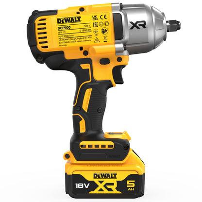 DEWALT DCF900P2T-QW Llave Impacto sin escobillas , 4 modos, 2 baterías de 18V 5.0Ah, 1/2”