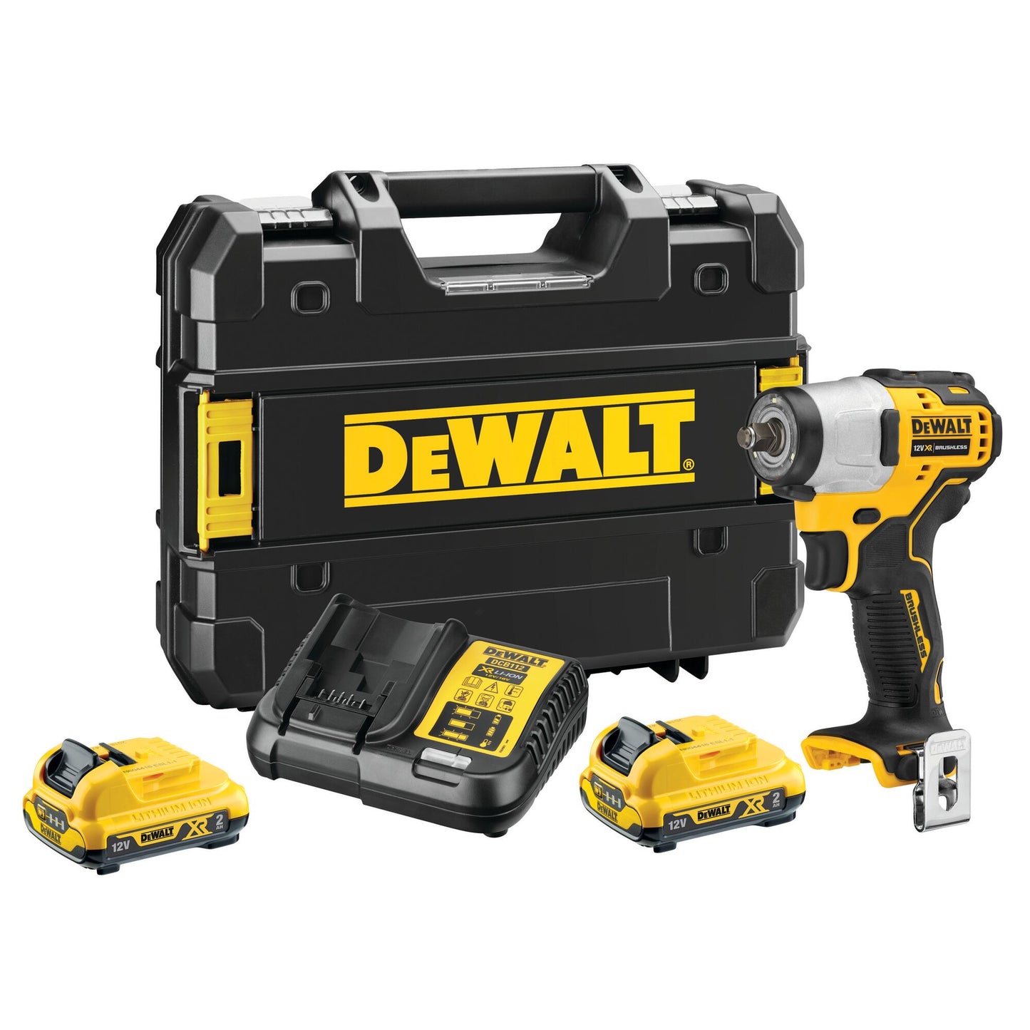 DEWALT DCF902D2-QW 12V XR Brushless Sub-Compact 3/8" Impact Wrench with 2 x 2.0Ah Lithium Ion batteries