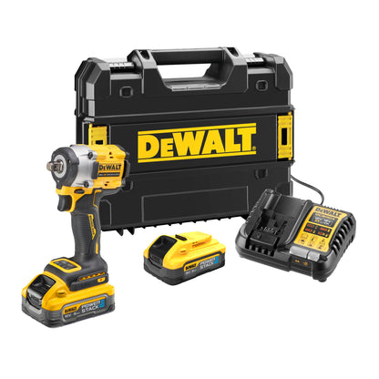 DEWALT DCF921H2T-QW 18V XR Brushless 1/2" Hog Ring Compact Impact Wrench with   2x 5Ah Powerstack Batteries