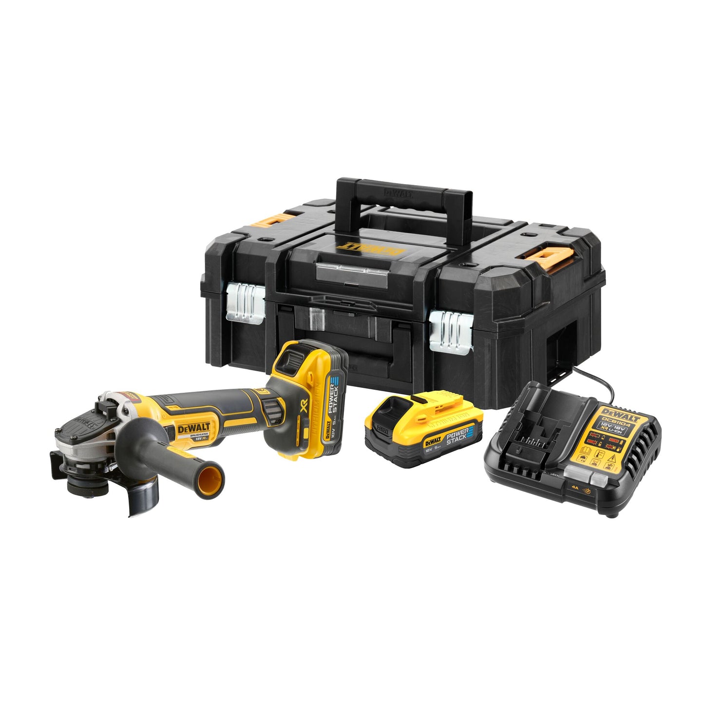 DEWALT DCG409H2T-QW Mini-Amoladora sin escobillas 125mm con 2 baterías 18V Powerstack 5.0Ah