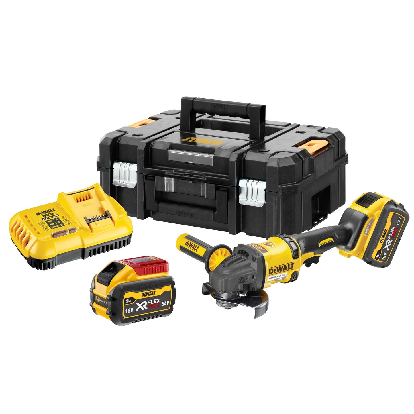 DEWALT DCG418X2-QW Amoladora sin escobillas 125mm  con 2 baterías 54v XR Flexvolt 9.0Ah