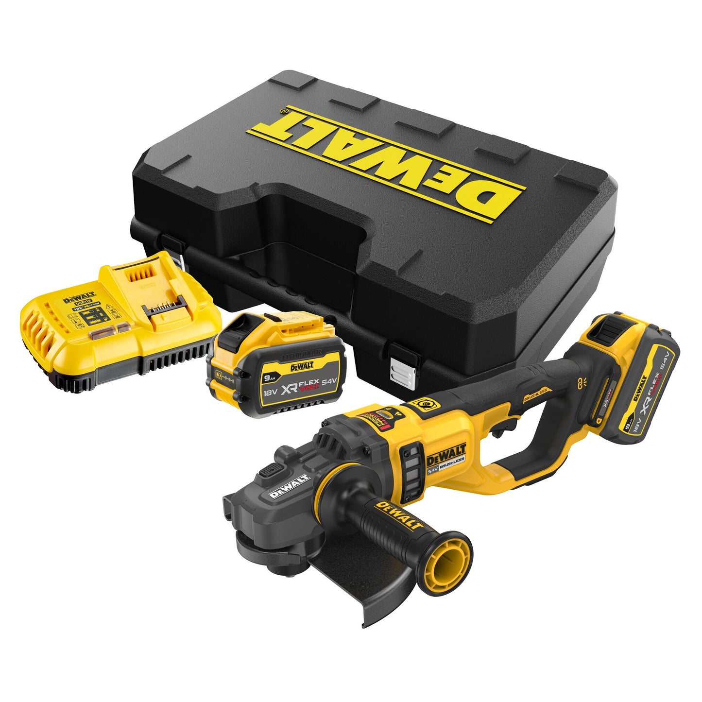 DEWALT DCG460X2-QW Amoladora sin escobillas 230mm con 2 baterías XR Flexvolt 18/54V 9.0Ah