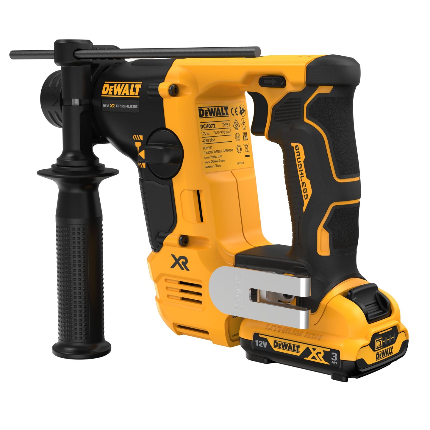 DEWALT DCH072L2-QW 12V XR Brushless 14mm SDS-Plus Hammer Drill with 2 x 3Ah Lithium Ion Batteries