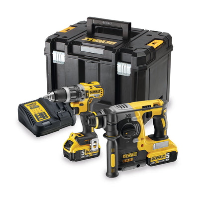 DEWALT DCK207P2T-QW Akku-Kombopack 18 V: Schlagbohrschrauber DCD796 + SDS-plus Kombihammer DCH273 +  2 x 18V 5.0Ah XR Akkus