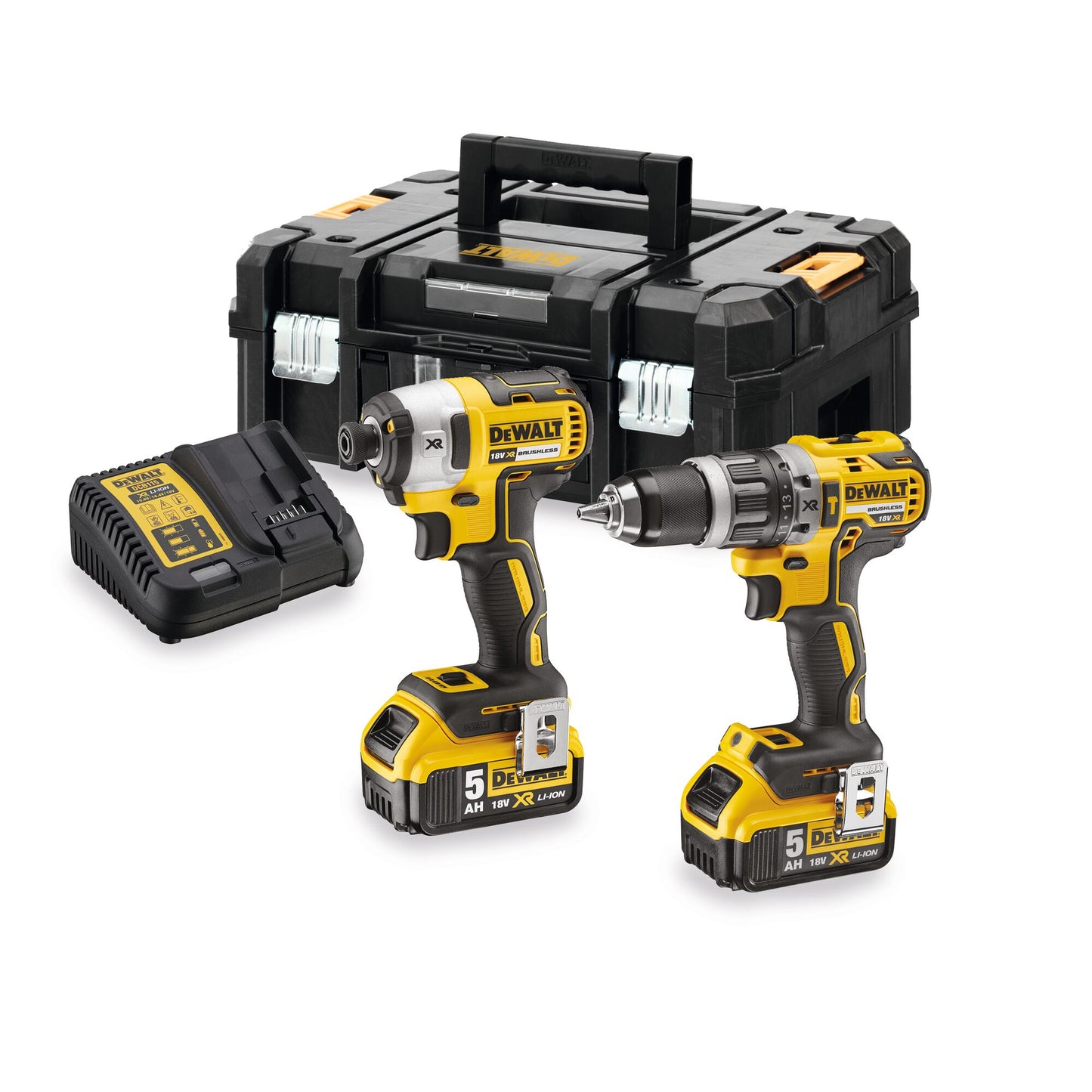 DEWALT DCK266P2T-QW Akku-Kombopack 18 V: Schlagbohrschrauber DCD796 + 1/4" Schlagschrauber DCF887 +  2 x 18V 5.0Ah XR Akkus