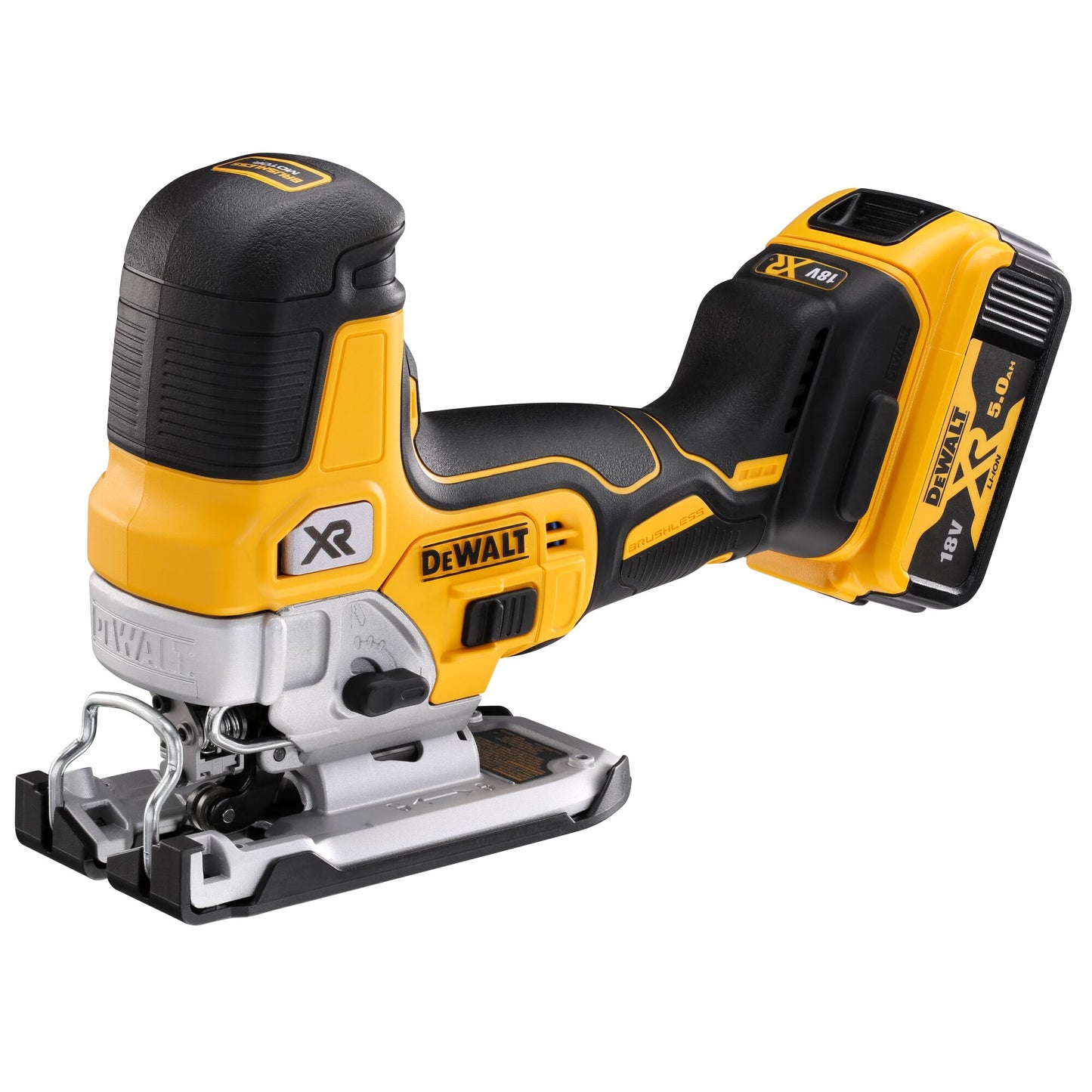 DEWALT DCS335P2-QW Scie sauteuse à prise par le corps avec 2 batteries 18V 5.0Ah, moteur brushless