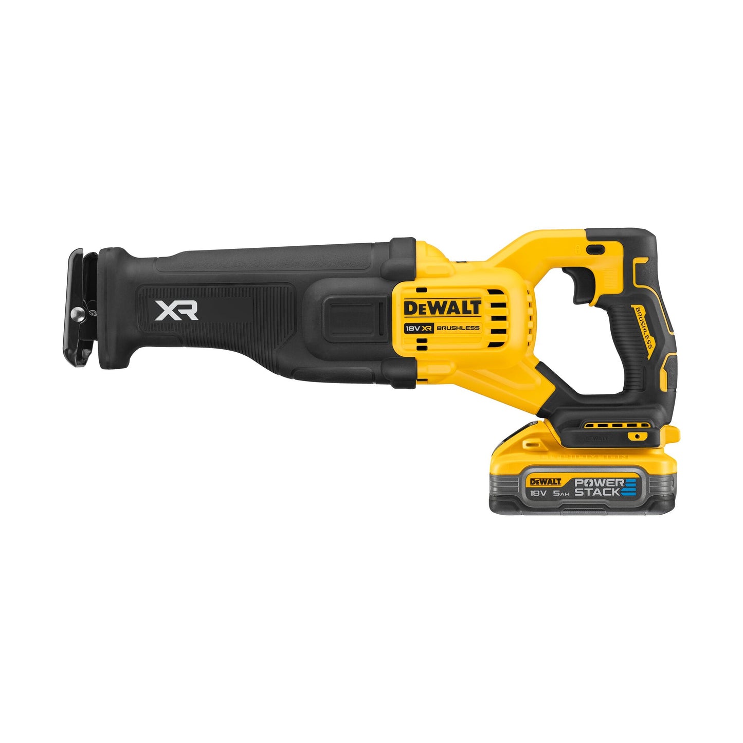 DEWALT DCS386H2T-QW 18V XR Brushless Reciprocating Saw with 2 x 5Ah Powerstack Batteries