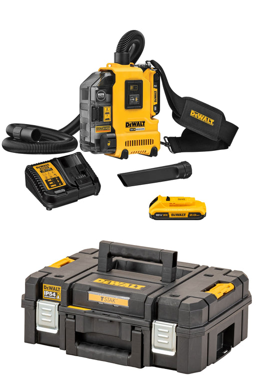 DEWALT DWH161D1-QW Aspirador de Sólidos portátil con 1 batería de 18V 2.0Ah