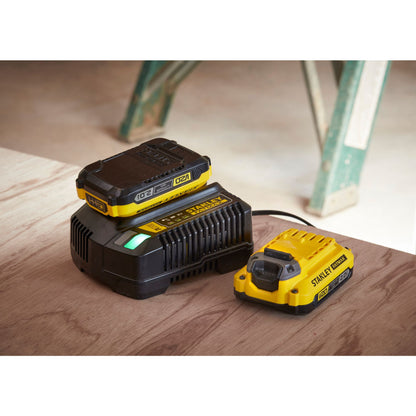 STANLEY FATMAX SFMCB12D2-QW Starter kit chargeur 2A + 2 batteries 2.0Ah V20