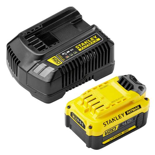 STANLEY FATMAX SFMCB14M1-QW V20 Starter Kit, 2A-Schnell-Ladegerät + 1 Akku (18V / 4,0Ah)
