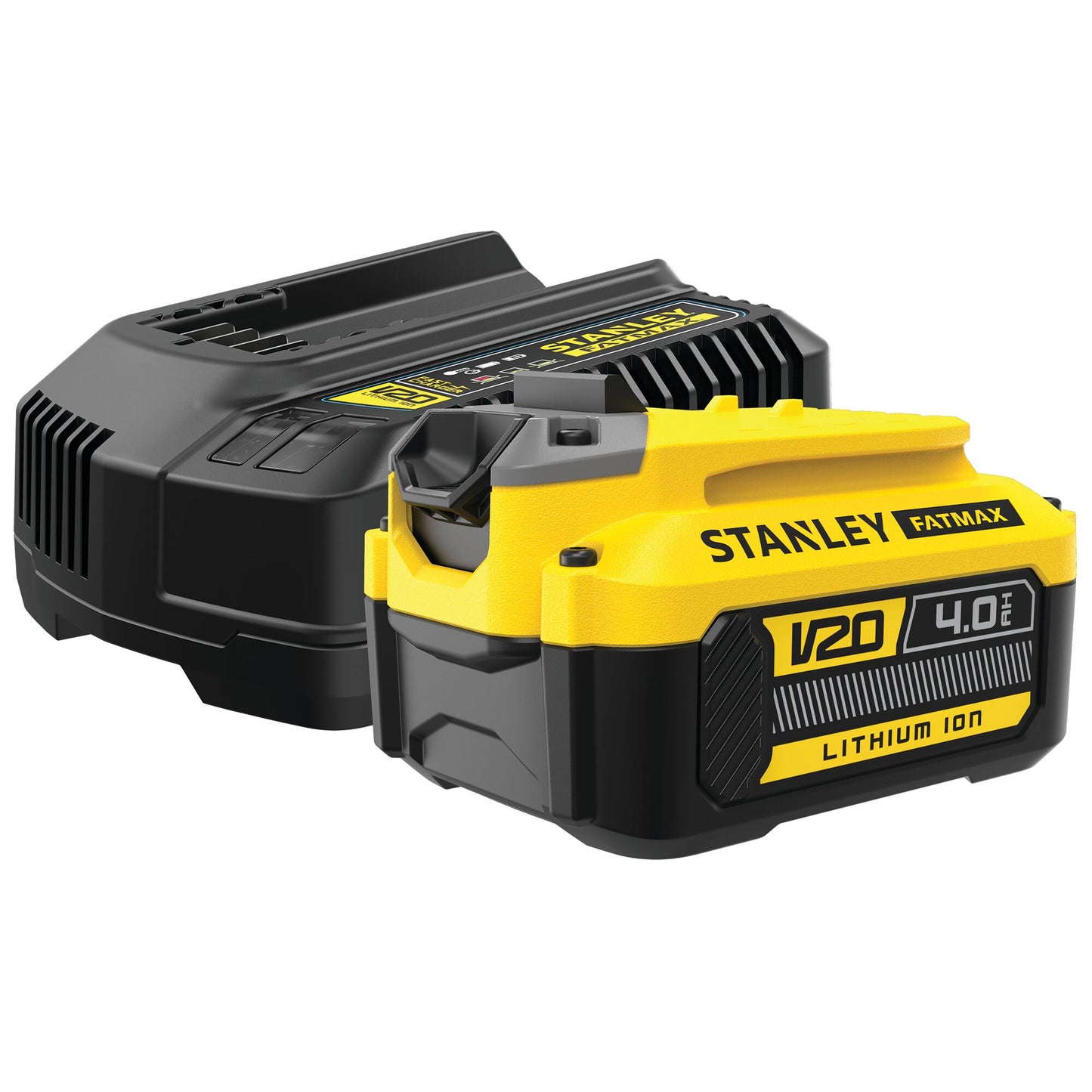 STANLEY FATMAX SFMCB14M1-QW Starter kit chargeur 2A + 1 batterie 4 Ah V20