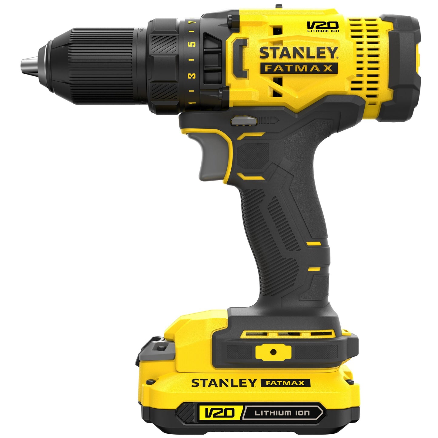 STANLEY FATMAX SFMCD700C2K-QW Taladro atornillador v20 li-ion 18V con 2 baterías 1,5ah, cargador 1,25a y maletín
