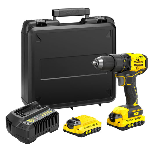 STANLEY FATMAX SFMCD710C2K-QW Perceuse Visseuse 50Nm - 18V Brushless - 24 réglages de couple, Mandrin 1 main 13mm, 0-350 / 1500 trs/min - 2 batteries 1,5Ah