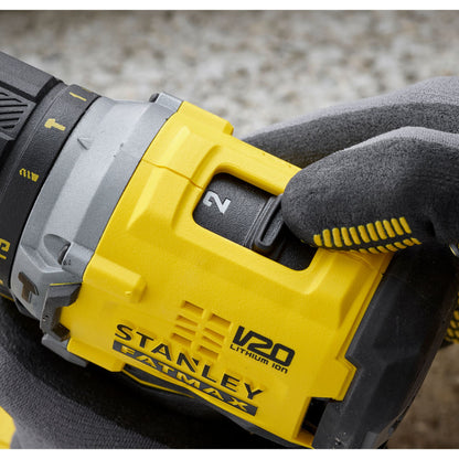 STANLEY FATMAX SFMCD715D2K-QW Perceuse Visseuse à percussion BRUSHLESS 60Nm - 18V - 15 réglages de couple, Mandrin 1 main 13mm, 0-600 / 1900 trs/min, 0-32300 cps/min