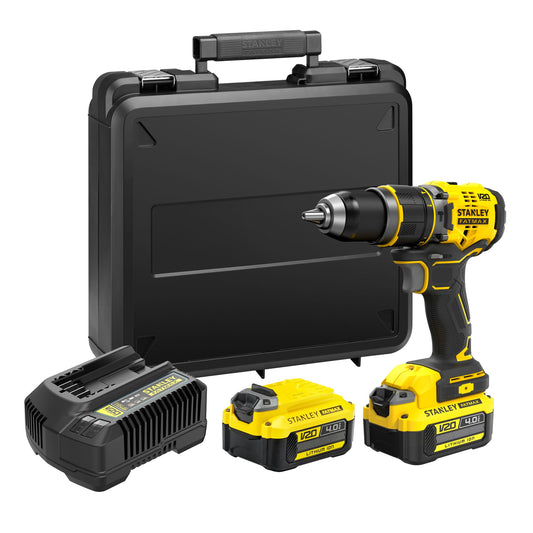 STANLEY FATMAX SFMCD721M2K-QW Perceuse Visseuse à percussion BRUSHLESS 80Nm - 18V - 15 réglages de couple, Mandrin 1 main 13mm, 0-600 / 2100 trs/min, 0-10200 / 35700 cps/min