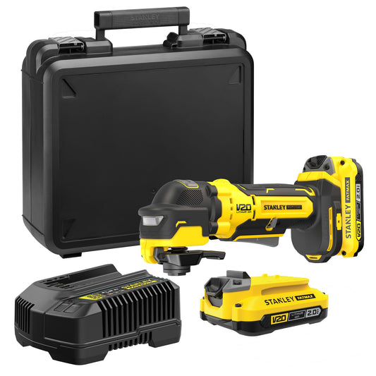 STANLEY FATMAX SFMCE510D2K-QW V20 Brushless Oscillating Multi-Tool with 2 x 2.0Ah Lithium Ion Battery and Kit Box