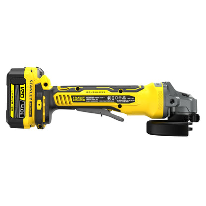 STANLEY FATMAX SFMCG700M2K-QW Amoladora angular Brushless V20, 2 baterías 18V 4.0Ah