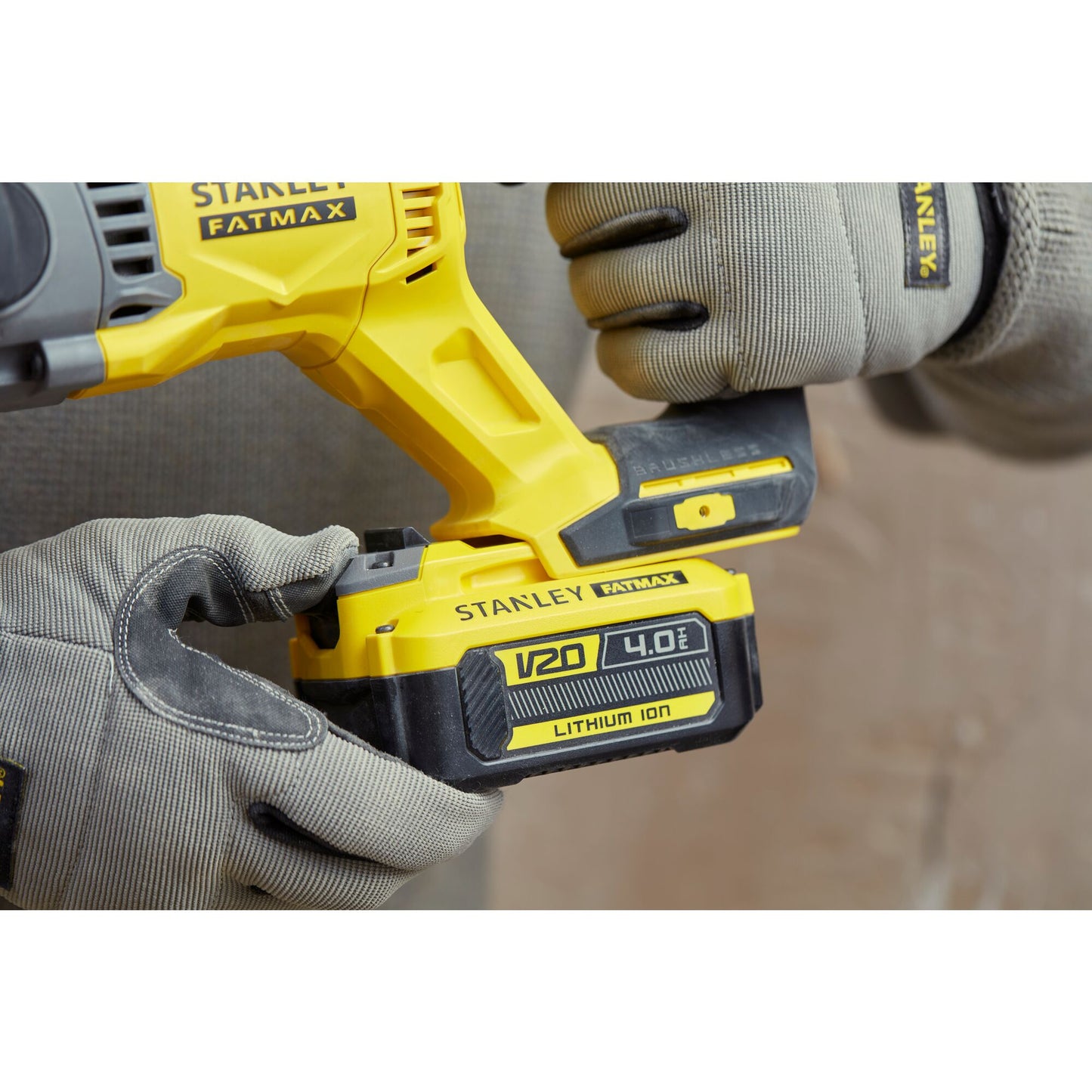 STANLEY FATMAX SFMCH900M22-QW V20 Cordless Brushless SDS Plus Hammer Drill with 2 x 4.0Ah Lithium Ion Battery and Kit Box