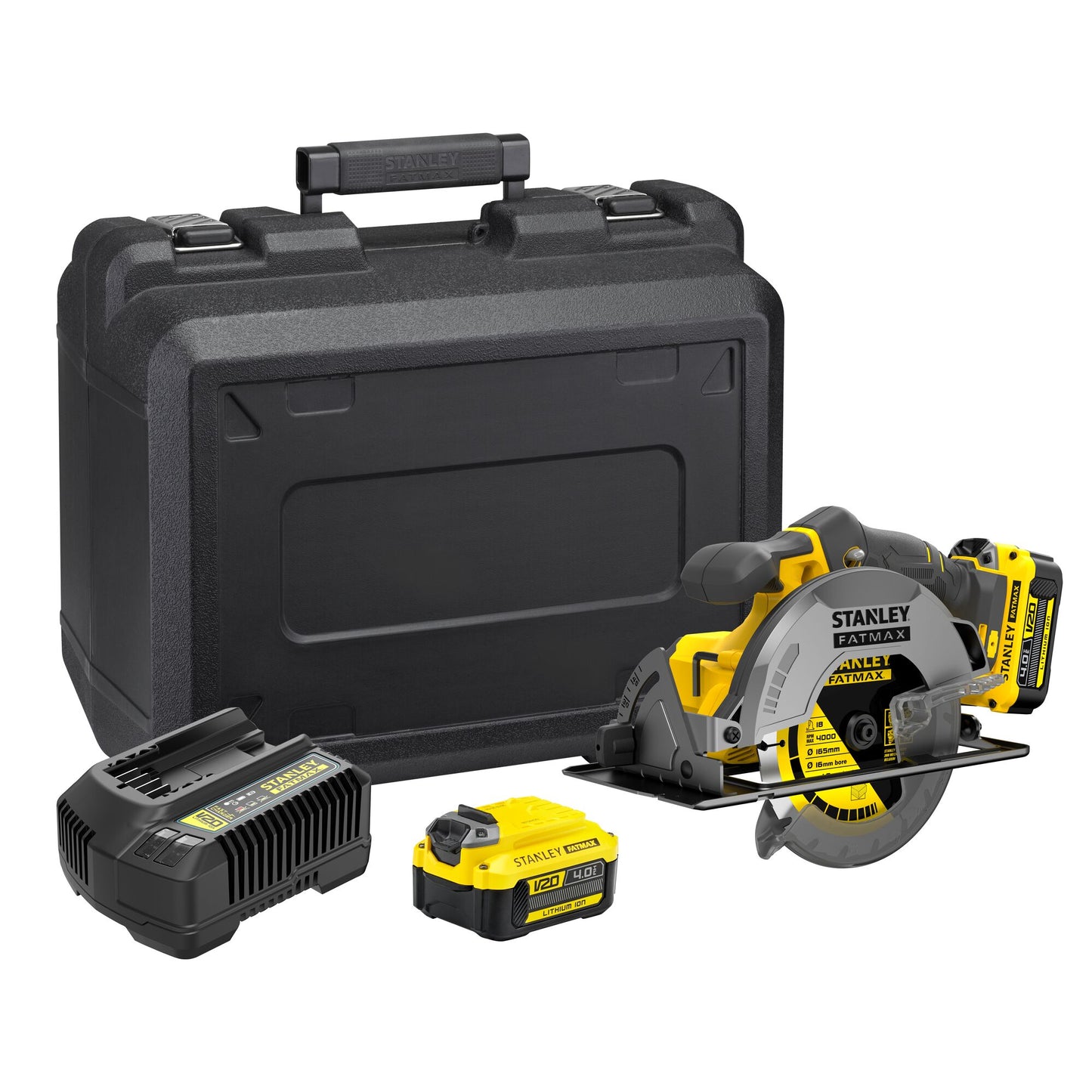 STANLEY FATMAX SFMCS500M2K-QW V20 Cordless Circular Saw with 2 x 4.0Ah Lithium Ion Battery and Kit Box