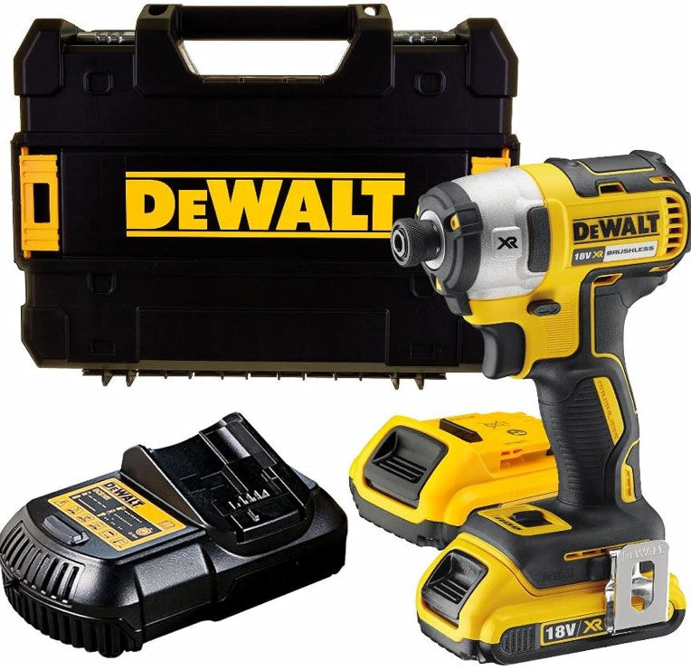 DEWALT DCF887D2-QW 18 Volt Akku-Schlagschrauber 1/4" Innensechskant (bürstenlos), 2 Akkus 18V 2,0 Ah