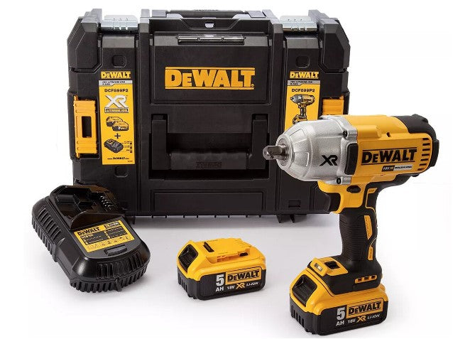 DEWALT DCF899P2-QW 18V XR Brushless High Torque 1/2" Impact Wrench  with 2 x 5Ah Lithium Ion Batteries